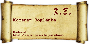 Kocsner Boglárka névjegykártya